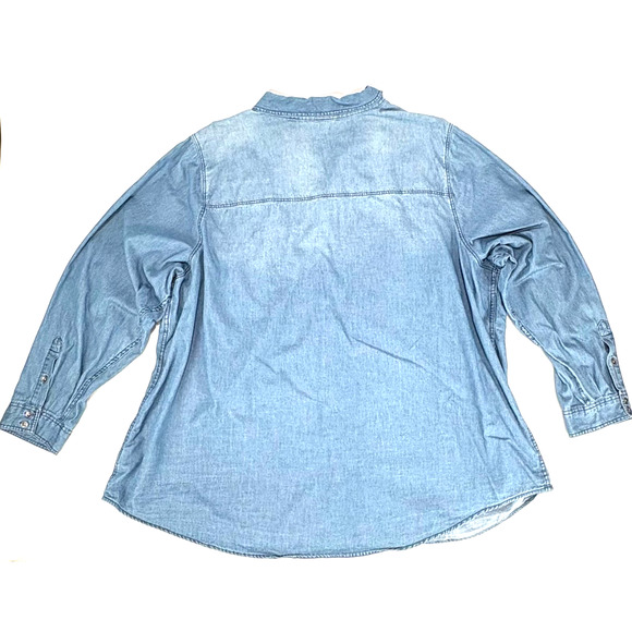 Torrid Western Shirt Plus Size 5 5X Denim Long Sleeve Top Chambray Button Down - Picture 6 of 7